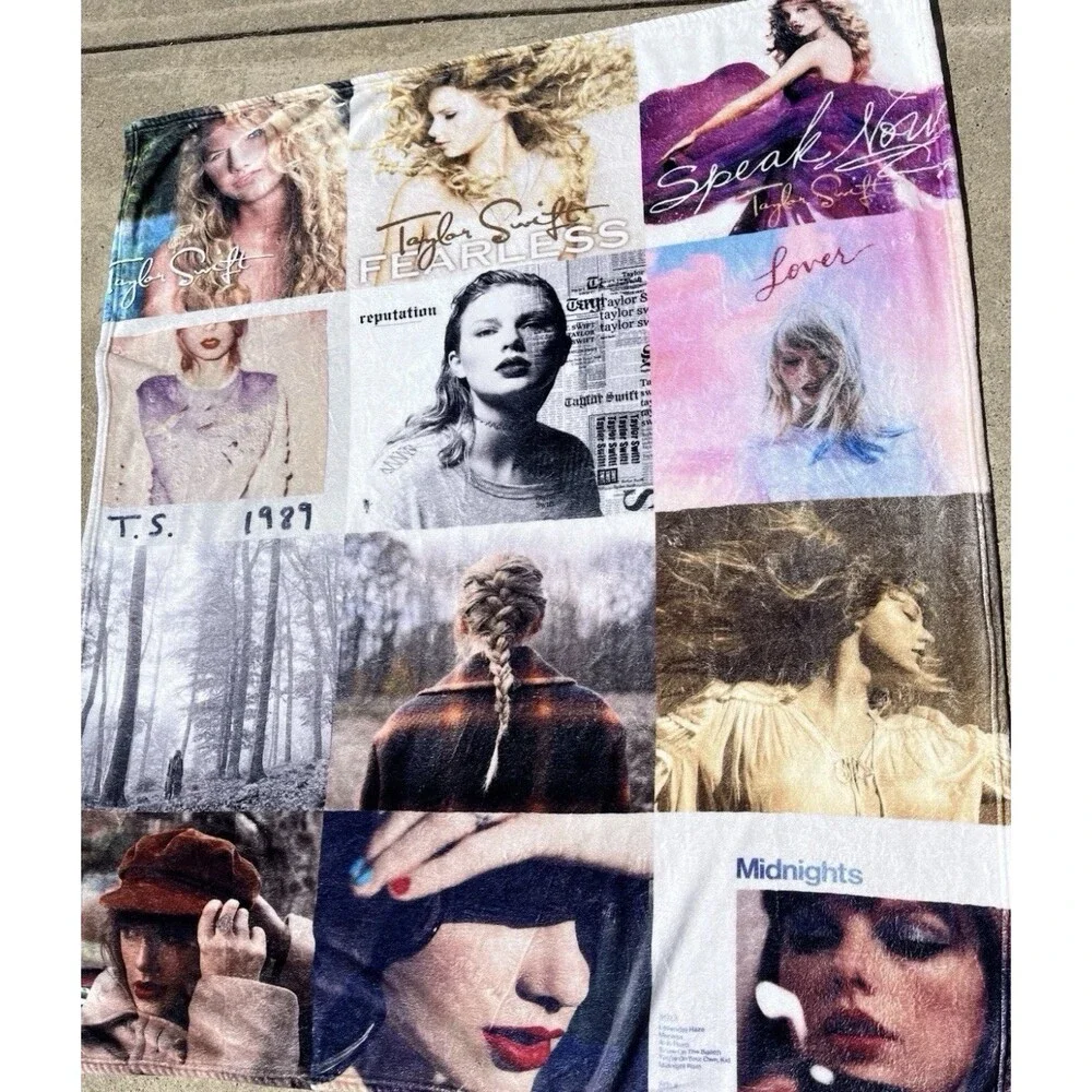 Taylor Swift Album Cover Collage Multicolor Standard Rectangular Blanket 60x80